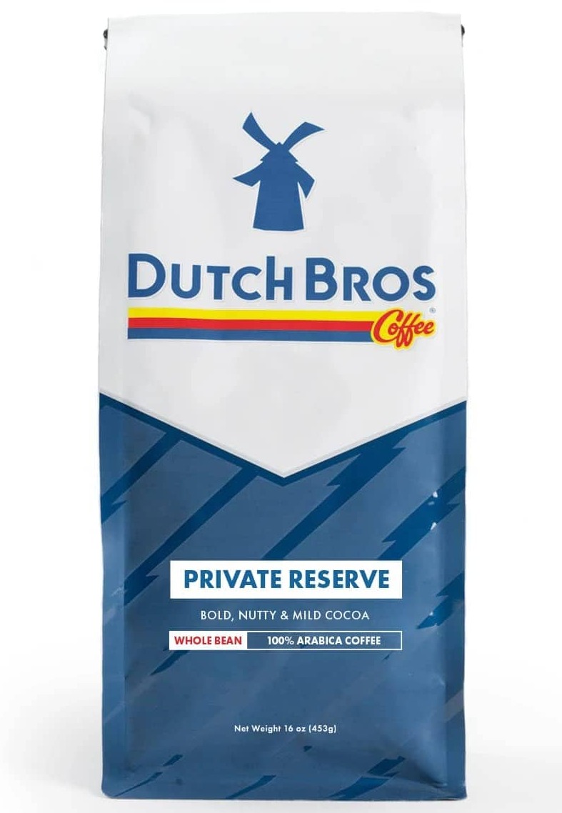 bag of dutch bros private reserve whole beans
