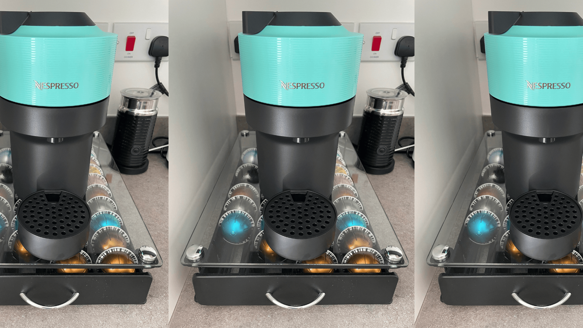 blue nespresso machine