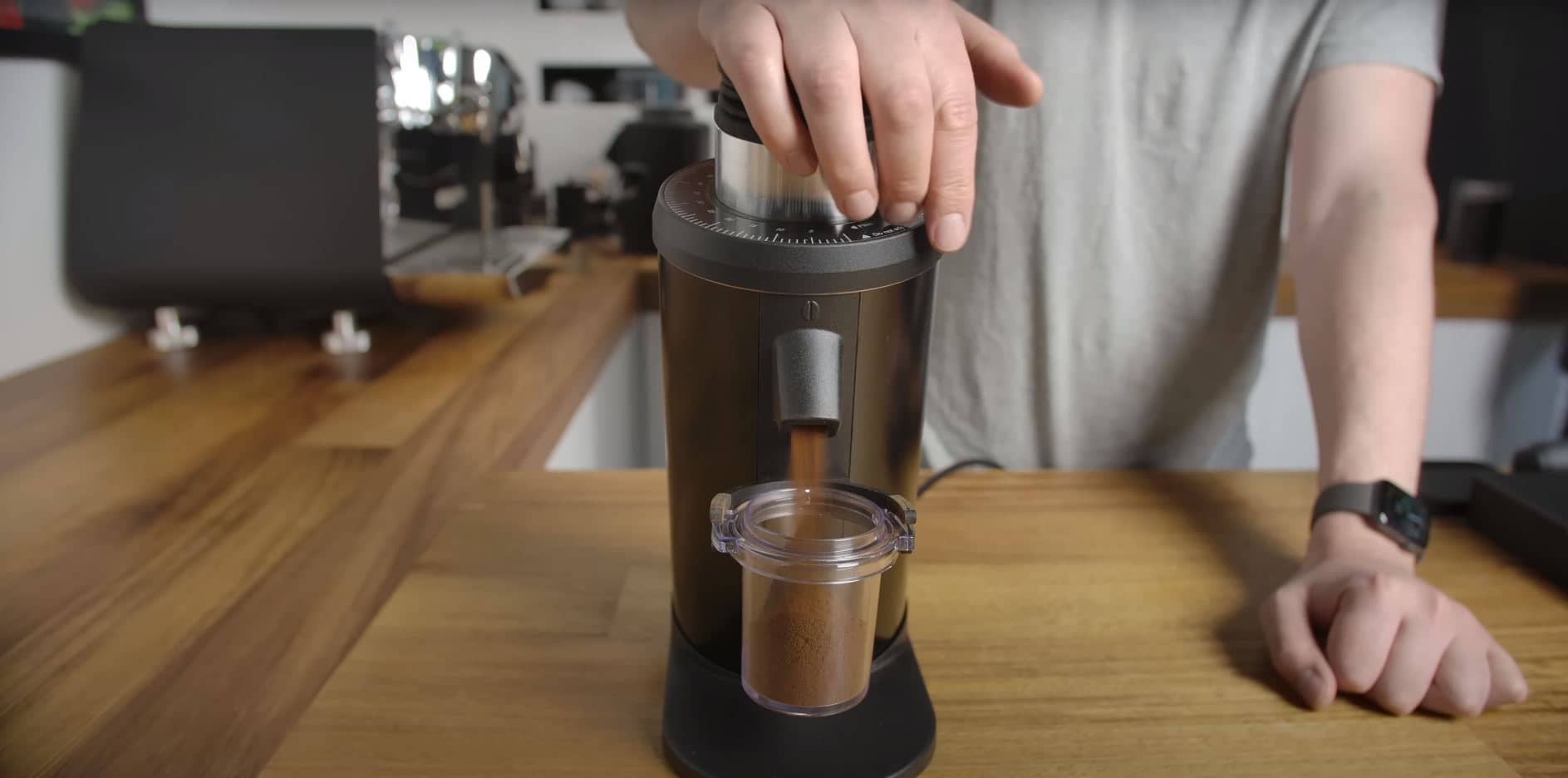 coffee grinder grinding beans