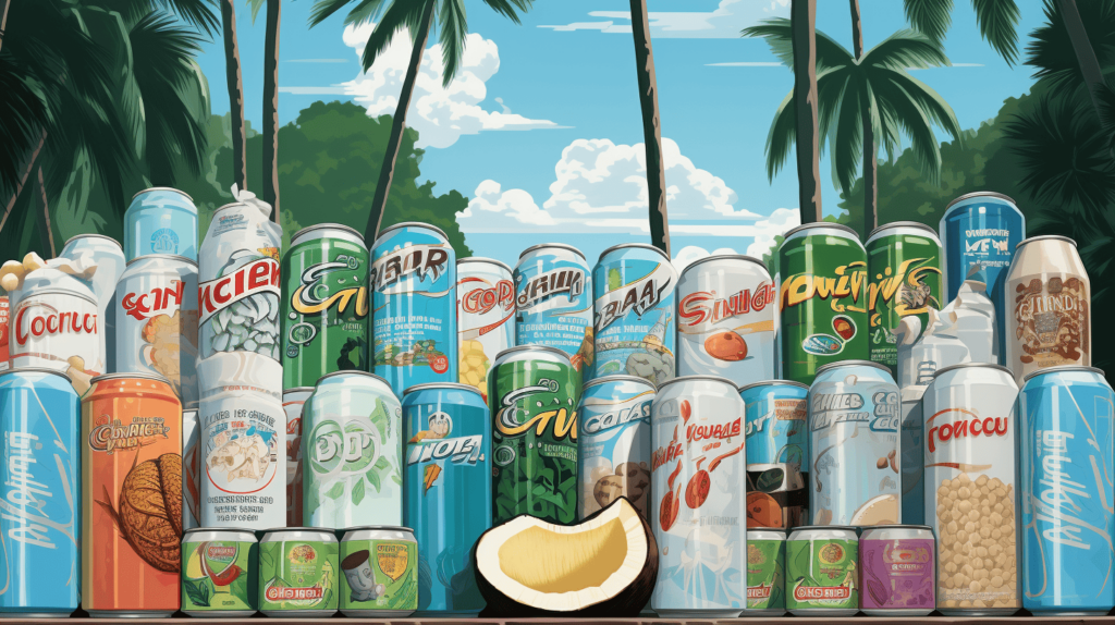 cartoon image of a bunch of coconut waters