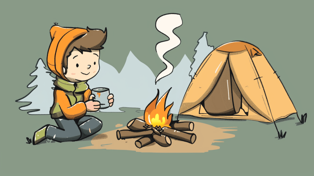 camping making coffee
